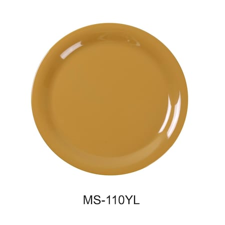 Yanco 10.5 in. Mile Stone Narrow Rim Round Plate, Yellow, 24PK MS-110YL
